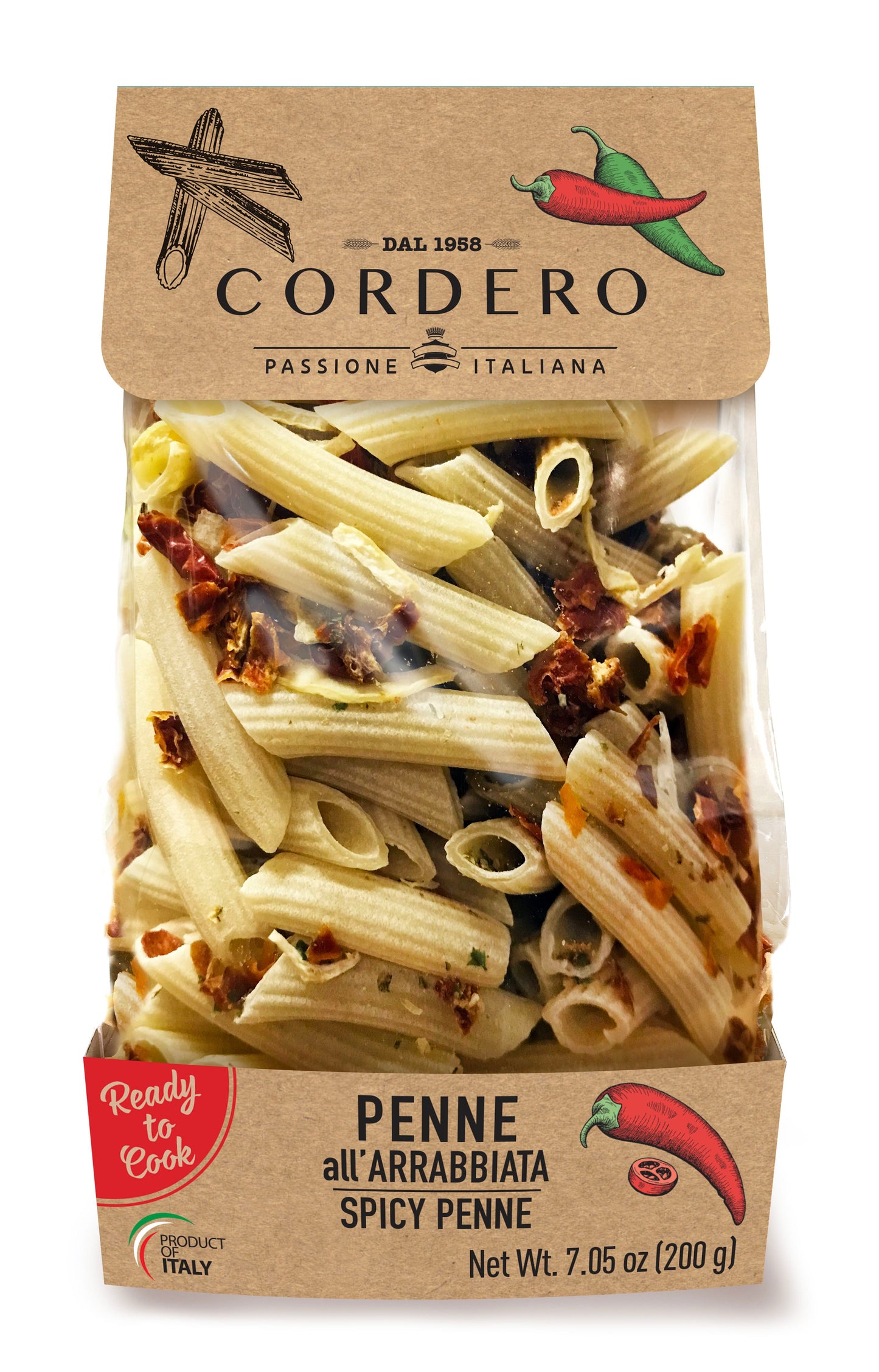 "Cordero" Penne All'Arrabbiata (Spicy Penne) - 7.05oz (200gm)