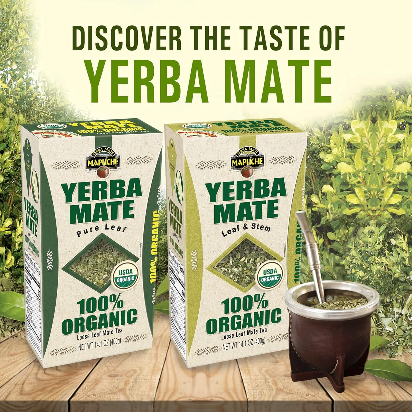 Pure Leaf 100% Organic Yerba Mate (USDA NOP Certified) 14.1oz (400g)