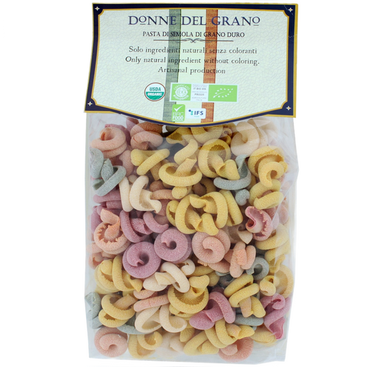 Organic Little Spinning Tops "Trottoloni" Colored Pasta, 17.6oz (500gm)