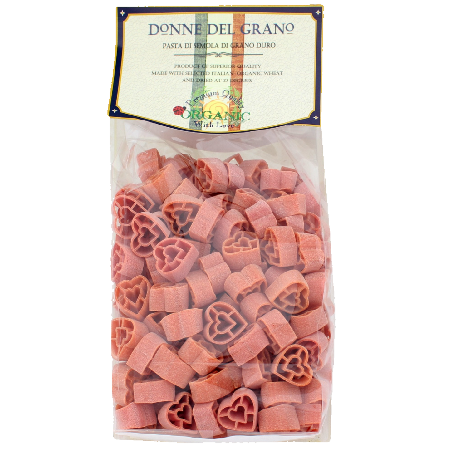 Organic Red Hearts "Cuoricini" Colored Pasta, 17.6oz (500gm)
