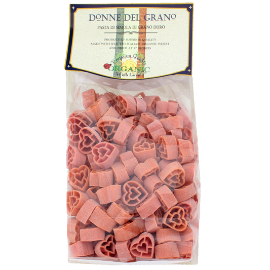 Organic Red Hearts "Cuoricini" Colored Pasta, 17.6oz (500gm)